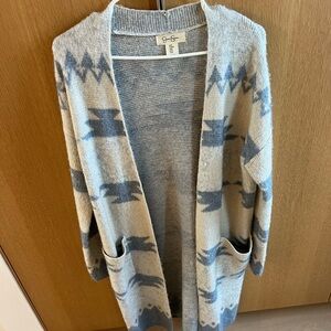 Jessica Simpson Beige and Blue Patterned Cardigan